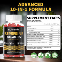 Nutravita Berberine Gummies cinnamon-infused bottle for metabolism support