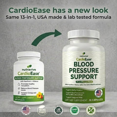 Nutravive Blood Pressure capsules in hand for daily supplementation.