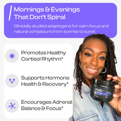 Nutravos Vitalix being poured into a glass for a refreshing cortisol-adaptogen drink.