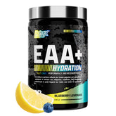 Nutrex EAA Hydration blueberry lemonade tub for complete amino acid profile and recovery support.