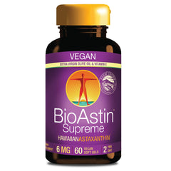 Nutrex Hawaii BioAstin Supreme 6mg bottle on shelf supports daily antioxidant routine.