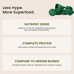 Kona farm-grown spirulina from Nutrex shines in sunlight, highlighting origin and purity.