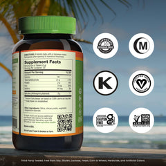 Close-up of Nutrex spirulina tablets emphasizing plant-based protein and antioxidants.