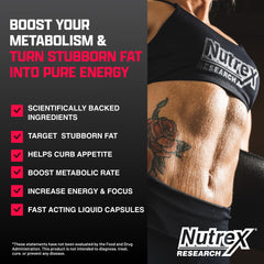 Nutrex Lipo-6 Black Max label close-up shows premium ingredients.