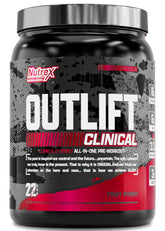 Nutrex Outlift fruit punch bottle boosts energy for workouts.