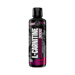 Nutrex Research L-Carnitine 3000 Berry Blast nutrition label highlighting stimulant-free formula.