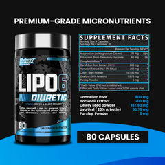 Nutrex Research Lipo 6 Black Diuretic capsules array, convenient daily dosing
