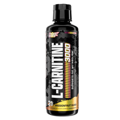 Nutrex Research Liquid Carnitine 3000 Passionfruit Guava bottle supports daily energy.