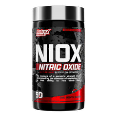 Nutrex NIOX Extreme Pumps bottle front highlighting the pre-workout formula for pumps.