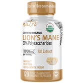 Nutri Organic Lions Mane bottle with capsules for daily cognitive support.