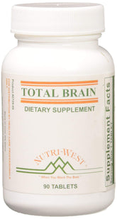 Nutri-West Total Brain 90 bottle front signals premium cognitive support.