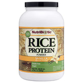 NutriBiotic vanilla rice protein package front for vegan nutrition.