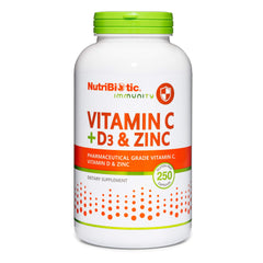 NutriBiotic bottle pour of Vitamin C D3 Zinc for easy daily use