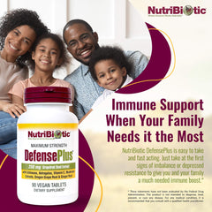 NutriBiotic DefensePlus image featuring grapefruit seed extract and echinacea for herbal support.
