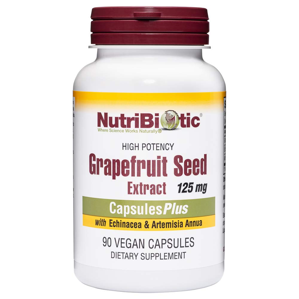 NutriBiotic Grapefruit Seed Extract Capsules bottle close-up for daily wellness.