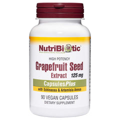 NutriBiotic Grapefruit Seed Extract Capsules bottle close-up for daily wellness.