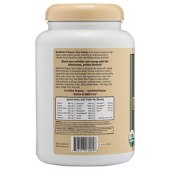 NutriBiotic packaging highlights keto friendly low carb nutrition from organic rice protein