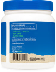 Nutricost Amla Powder blended into smoothie, showing color and texture.