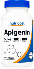 Nutricost Apigenin 50mg bottle on a clean countertop for daily wellness