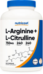Nutricost L-Arginine L-Citrulline Complex bottle front, ideal for daily use.