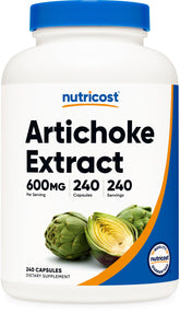 Nutricost Artichoke Extract bottle cap 600 mg capsule for daily support