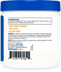 Nutricost Ascorbic Acid Powder label confirms GMP and FDA compliance.