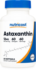 Nutricost Astaxanthin 12mg bottle with 60 softgels for daily use