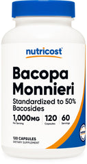 Nutricost Bacopa Monnieri bottle displaying label for daily cognitive support