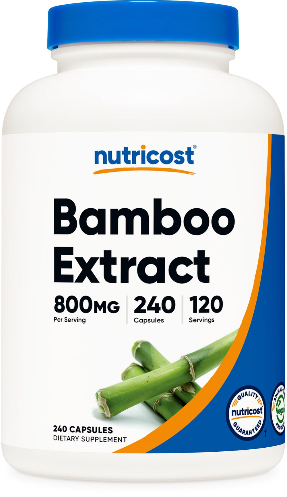 Nutricost Bamboo Extract bottle with 800 mg per serving for daily use.