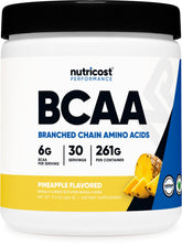 Nutricost BCAA Pineapple bottle for convenient pre- and post-workout recovery.