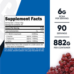 Nutricost BCAA Powder grape scoop held for pre-workout use