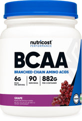 Nutricost BCAA Powder grape tub front view for workouts