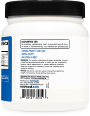Nutricost BCAA Powder back label displays 2:1:1 ratio details