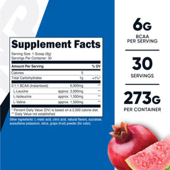 Nutricost BCAA Powder label highlights 6g BCAA per serving.