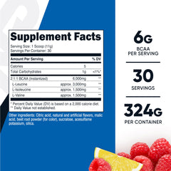 Nutricost BCAA Powder Raspberry Lemonade scoop shown for precise servings.
