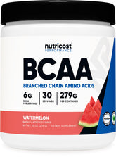 Nutricost BCAA powder Watermelon 30 servings tub for post-workout hydration