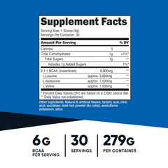 Nutricost BCAA powder Watermelon label closeup with testing badge