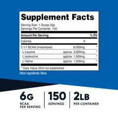 Nutricost BCAA powder serving scoop shows precise dosing for workouts
