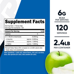 Nutricost BCAA green apple scoop displaying 6 g serving