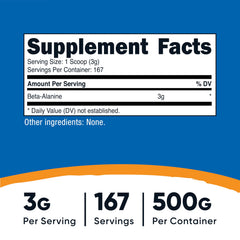 Nutricost Beta Alanine powder scoop illustrating a precise 3g serving