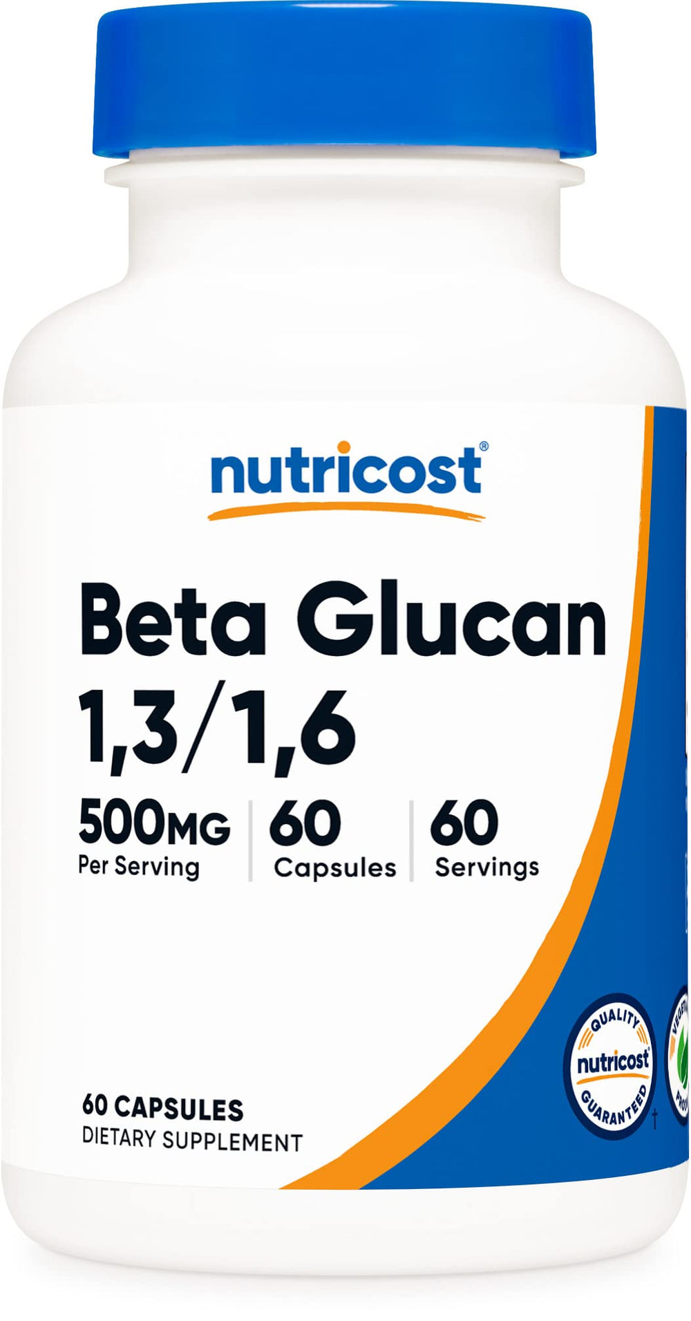 Nutricost Beta Glucan bottle with label highlighting gluten-free daily wellness