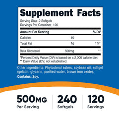 Nutricost Beta Sitosterol 240 softgels capsules closeup for easy daily use.