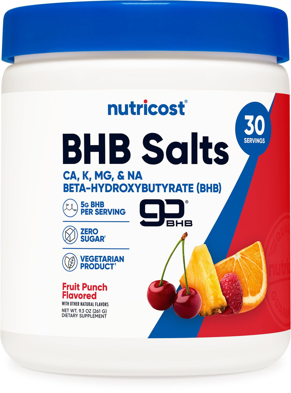 Nutricost BHB Salts Drink Mix Fruit Punch bottle ready to sip