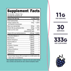 Nutricost blue raspberry powder scoop shows precise serving measurements