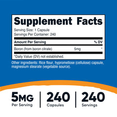 Nutricost Boron Capsules 5mg serving – easy daily dose for routine use.