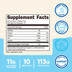Nutricost Collagen Peptides ingredients highlight grass-fed source.