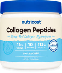 Nutricost Collagen Peptides Powder bottle for easy daily supplementation.