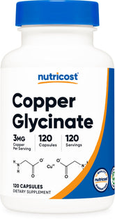 Nutricost Copper Glycinate Capsules bottle for daily vegan wellness.