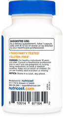 Nutricost CoQ10 ingredient label highlighting non-GMO and gluten-free features.