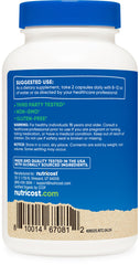 Nutricost Cordyceps container back detailing ingredients and certifications.